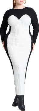 ELOQUII Maxi Sweater Dress With Colorblocked
