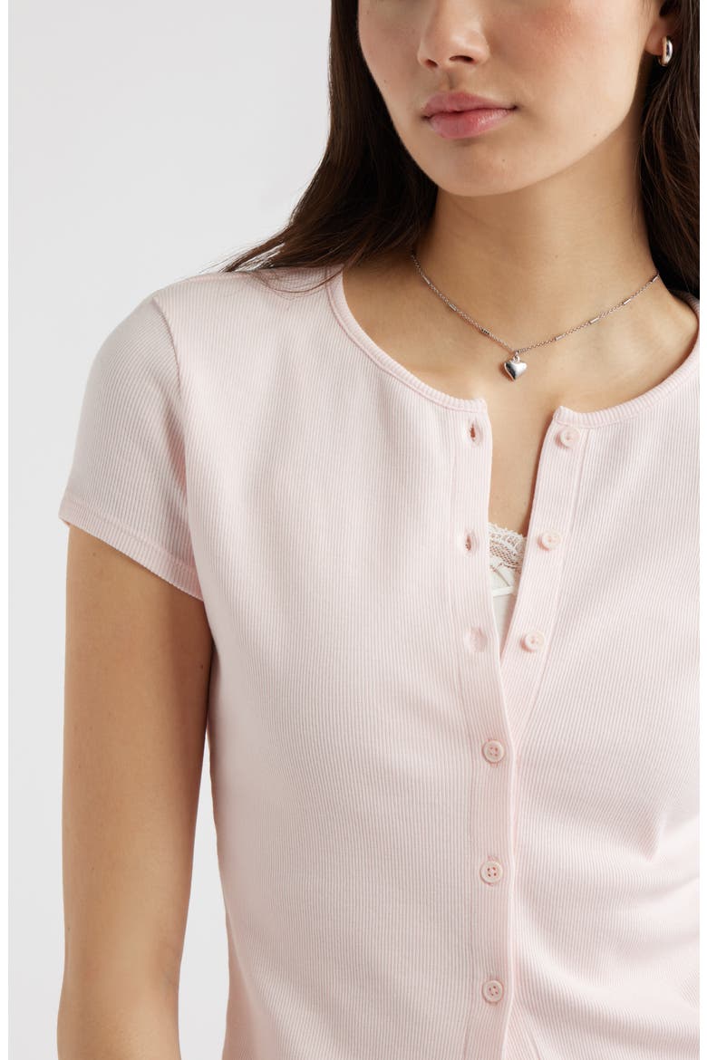 Short Sleeve Rib Knit Cardigan, Alternate, color, PINK BALM