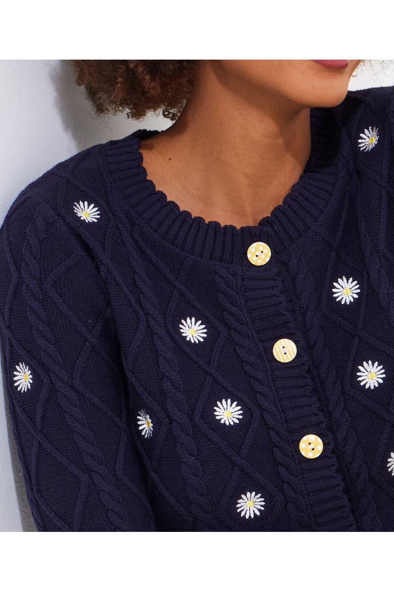 Embroidered Cable Cardigan, Alternate, color, EMBROIDERED DAISIES