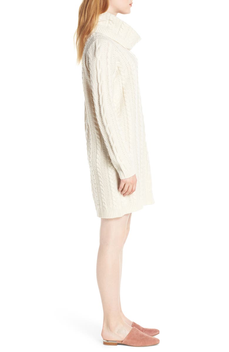 BB Dakota by Steve Madden Cowl Neck Cable Sweater Dress, Alternate, color,