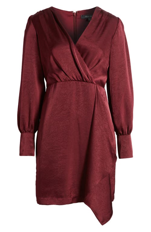 Julia Jordan Drape Front Long Sleeve Satin Dress In Burgundy