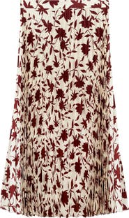 MANGO Floral Pleated Midi Skirt