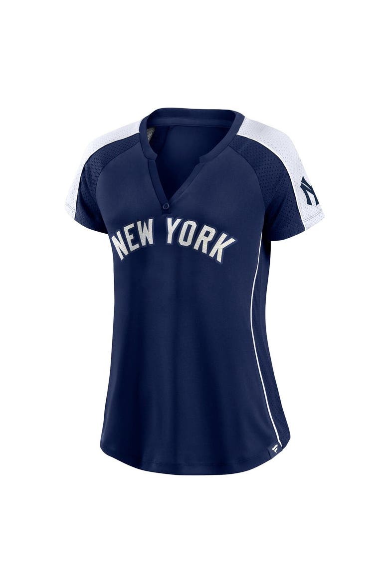 Women's Fanatics Branded Navy/White New York Yankees True Classic League Diva Pinstripe Raglan V-Neck T-Shirt, Alternate, color, Navy