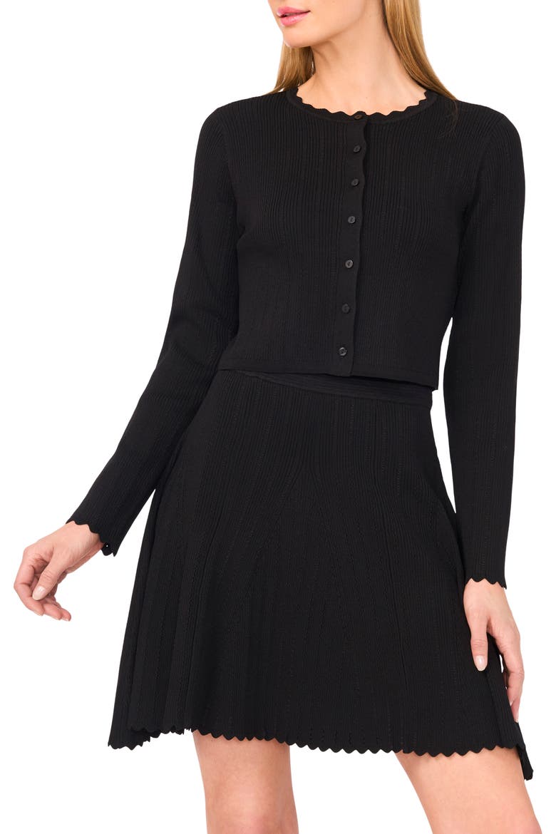 Rib Pointelle Cardigan, Main, color, RICH BLACK