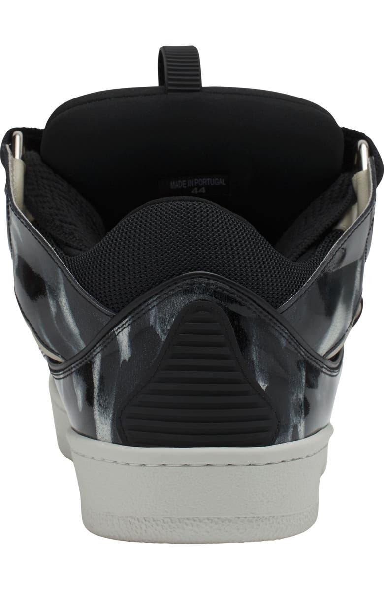 Lanvin Curb Leather Sneakers With Sparkles, Alternate, color, Black/White