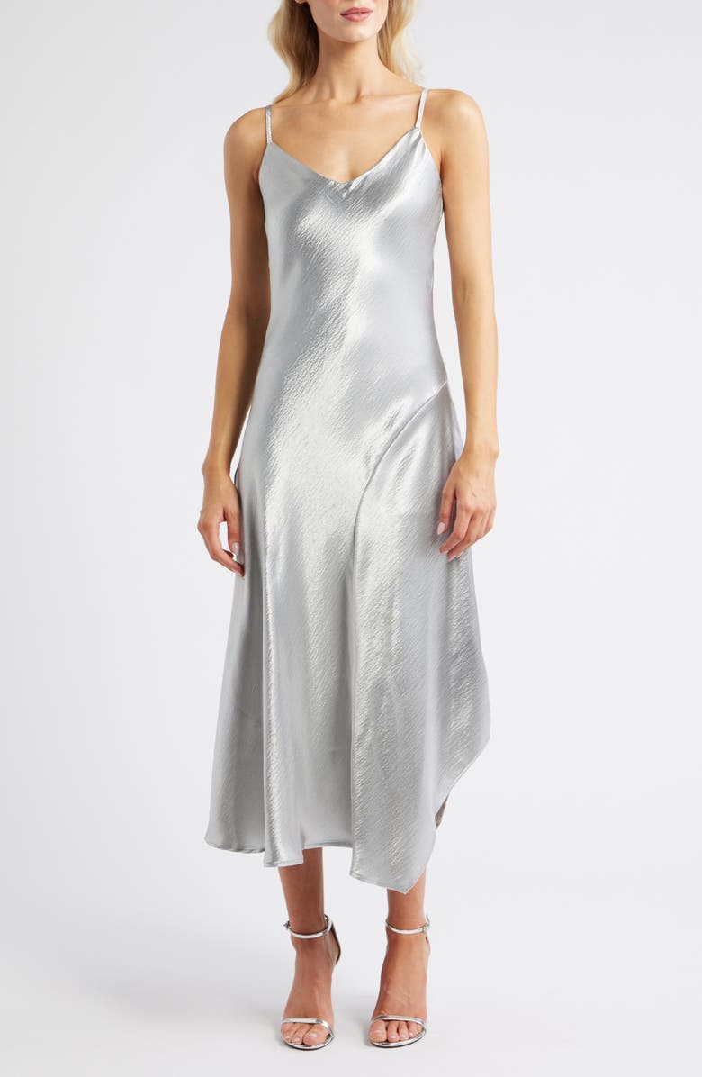 Vince Camuto Metallic Slipdress & Sweater, Alternate, color, Silver