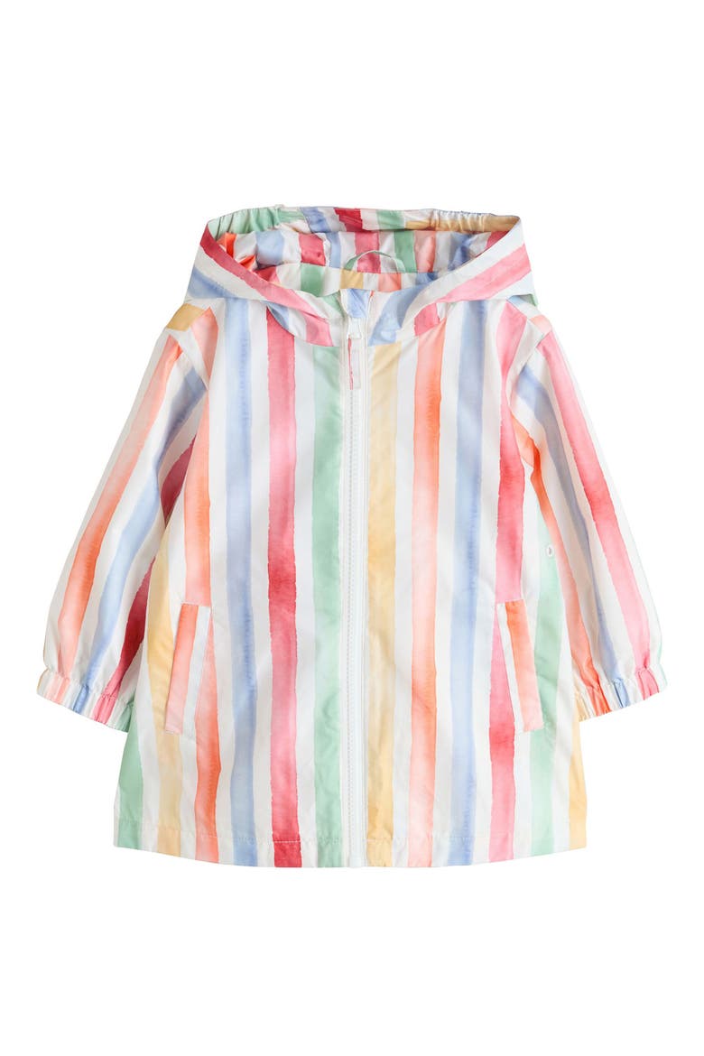 Kids' Rainbow Stripe Water Resistant Raincoat, Main, color, PINK