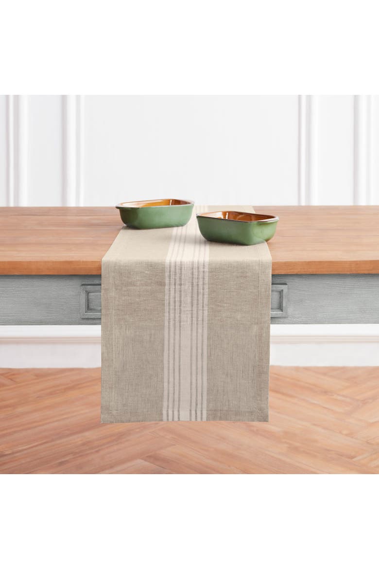 Linen Table Runner - Farmhouse, Main, color, White and Natural