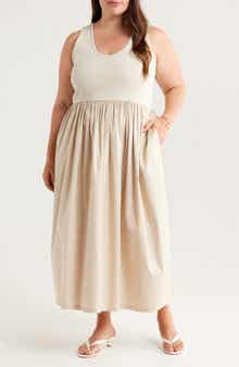 Nordstrom Mixed Media Stretch Cotton Tank Maxi Dress