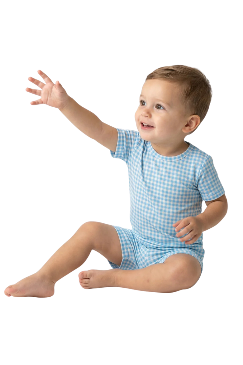 Short Sleeve and Shorts Pajama Set, Alternate, color, Harbor Gingham