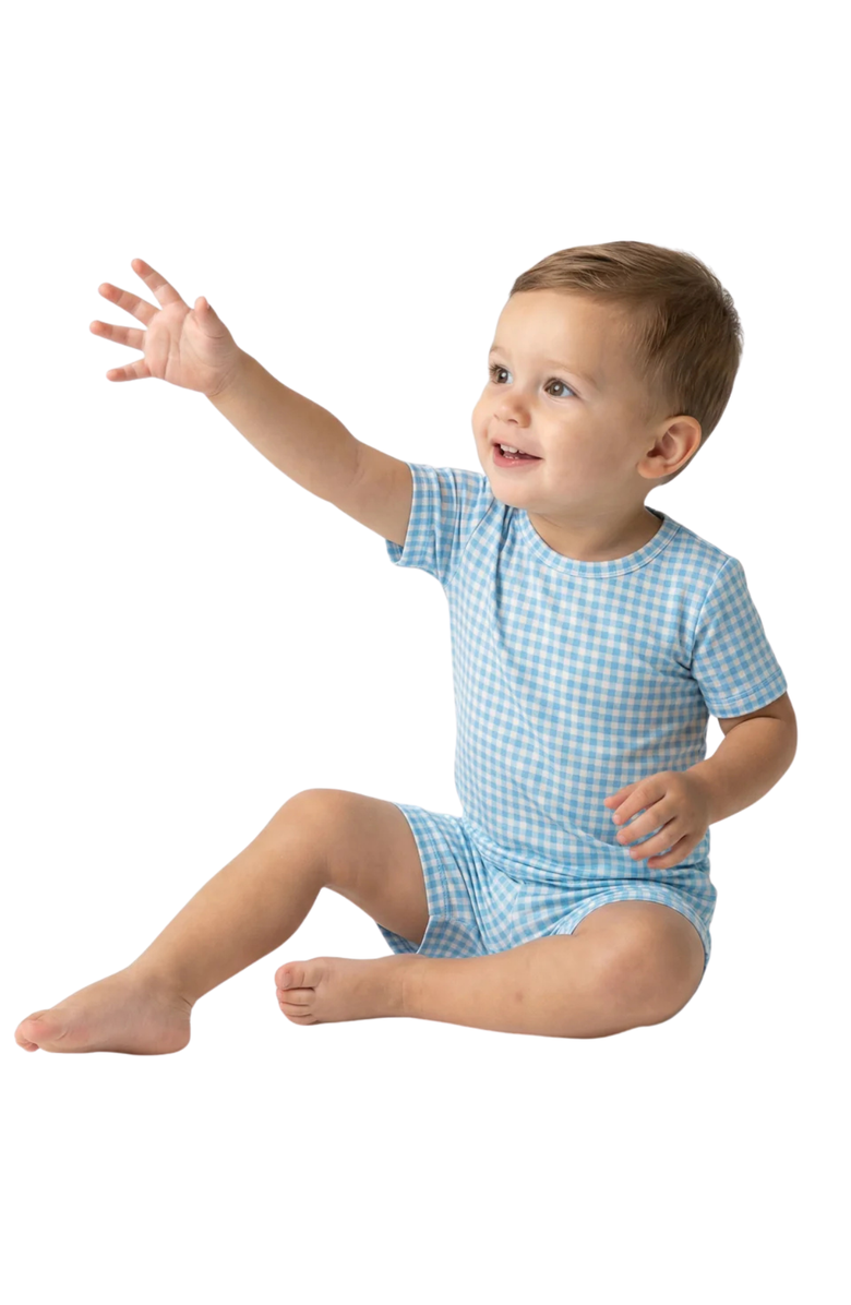 Motette Short Sleeve and Shorts Pajama Set, Alternate, color, Harbor Gingham