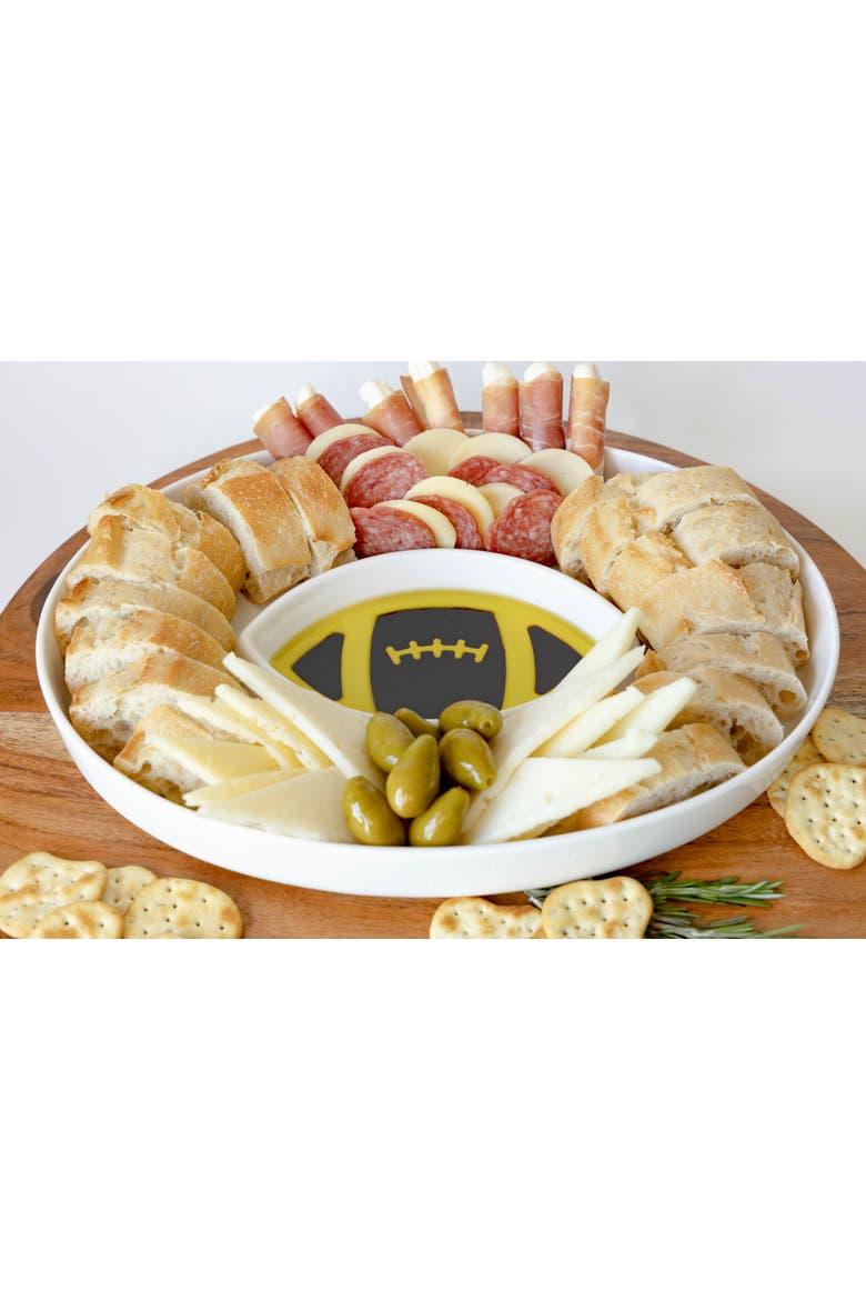 Olive Oil and Balsamic Vinegar Dipping Platter - Football, Alternate, color, White