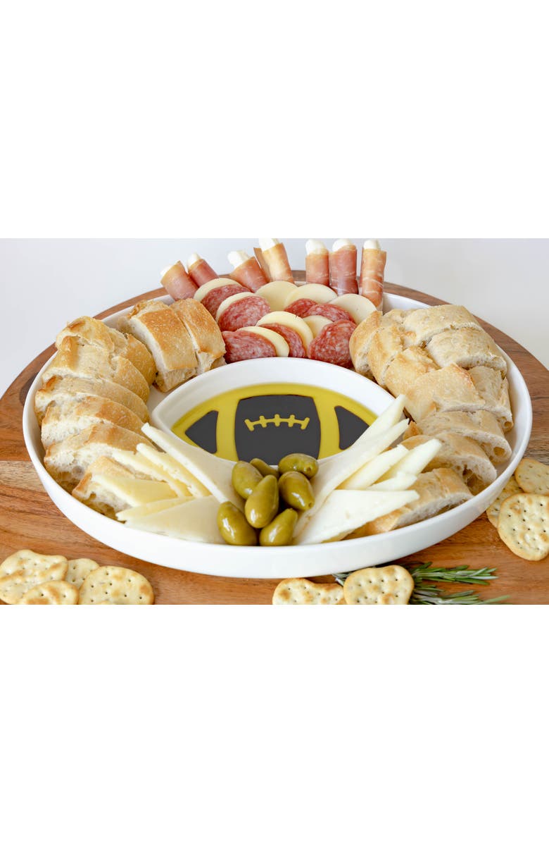 Jeanne Fitz Olive Oil and Balsamic Vinegar Dipping Platter - Football, Alternate, color, White