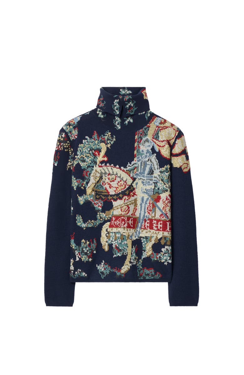 Burberry Heraldic Knight Wool Sweater, Alternate, color, Night Black