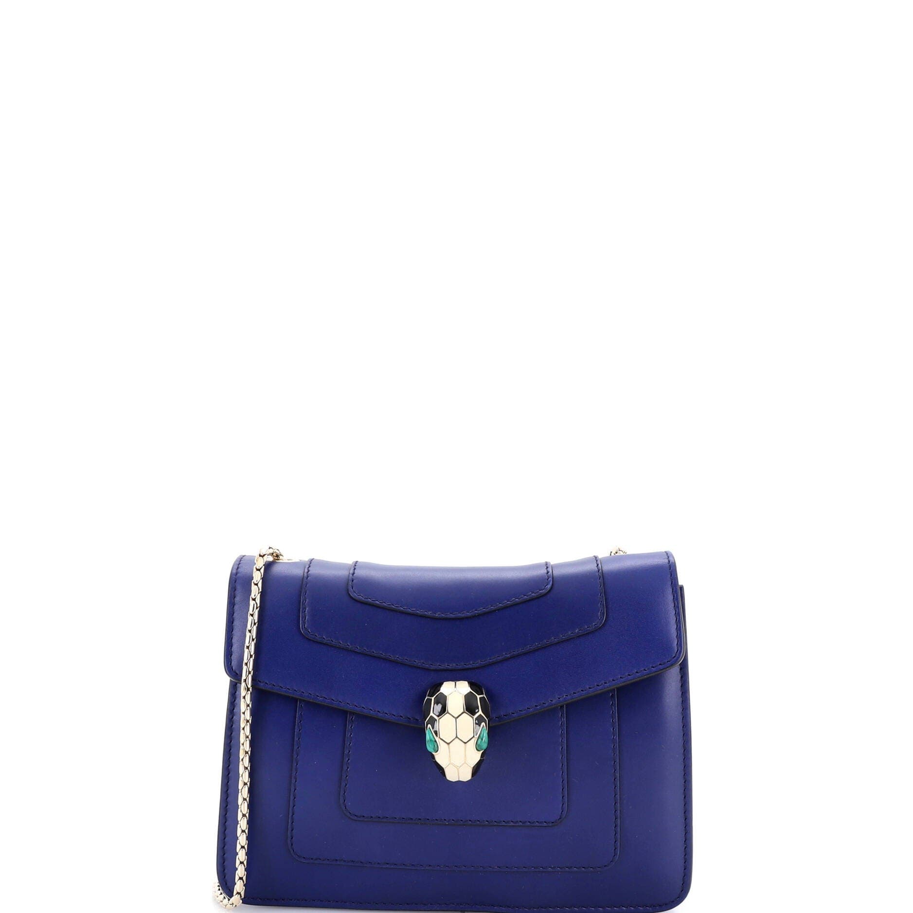 Serpenti Forever Square Shoulder Bag Leather Small, Main, color, Blue