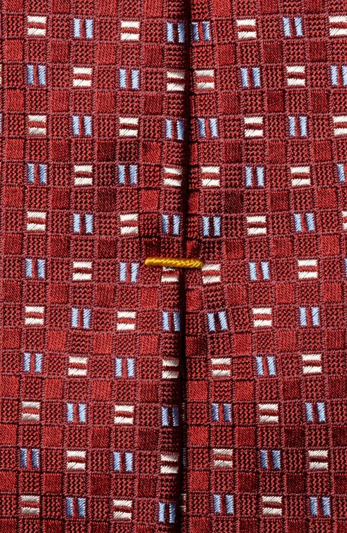 Eton Square Geometric Silk Tie In Red