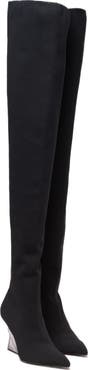 Balmain Wedge knit thigh-high boots