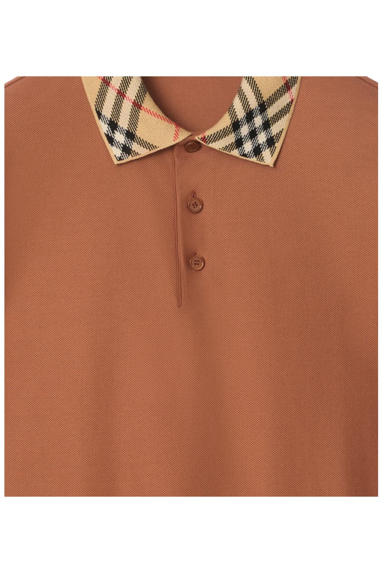 Evan Check Collar Cotton Piqué Polo, Alternate, color, GINGER BROWN
