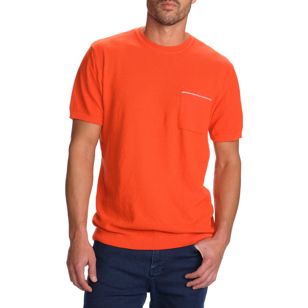 Studio Garnet Los Angeles Textured Short Sleeve Cotton Sweater In Tangelo