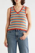 Tori Richard Gianna Rainbow Crochet Tank
