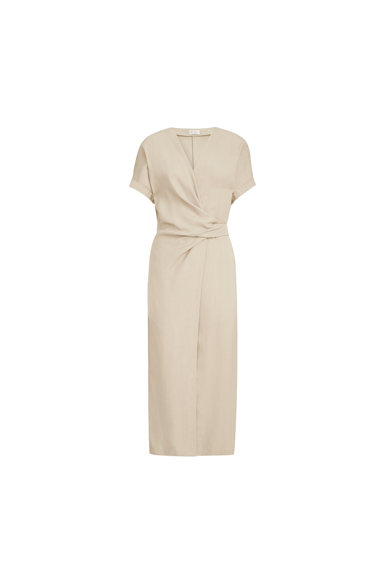 Wrap-effect dress, Alternate, color, Beige