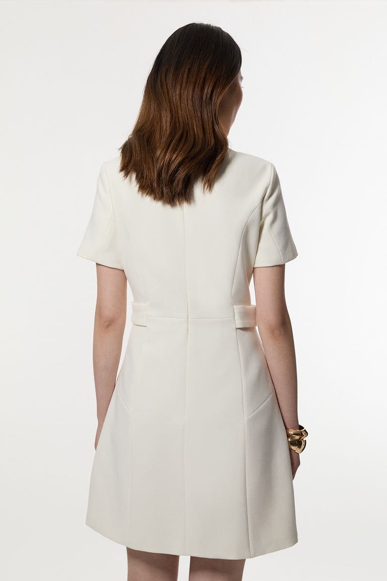 Tab Detail Tailored Mini Dress, Alternate, color, Cream