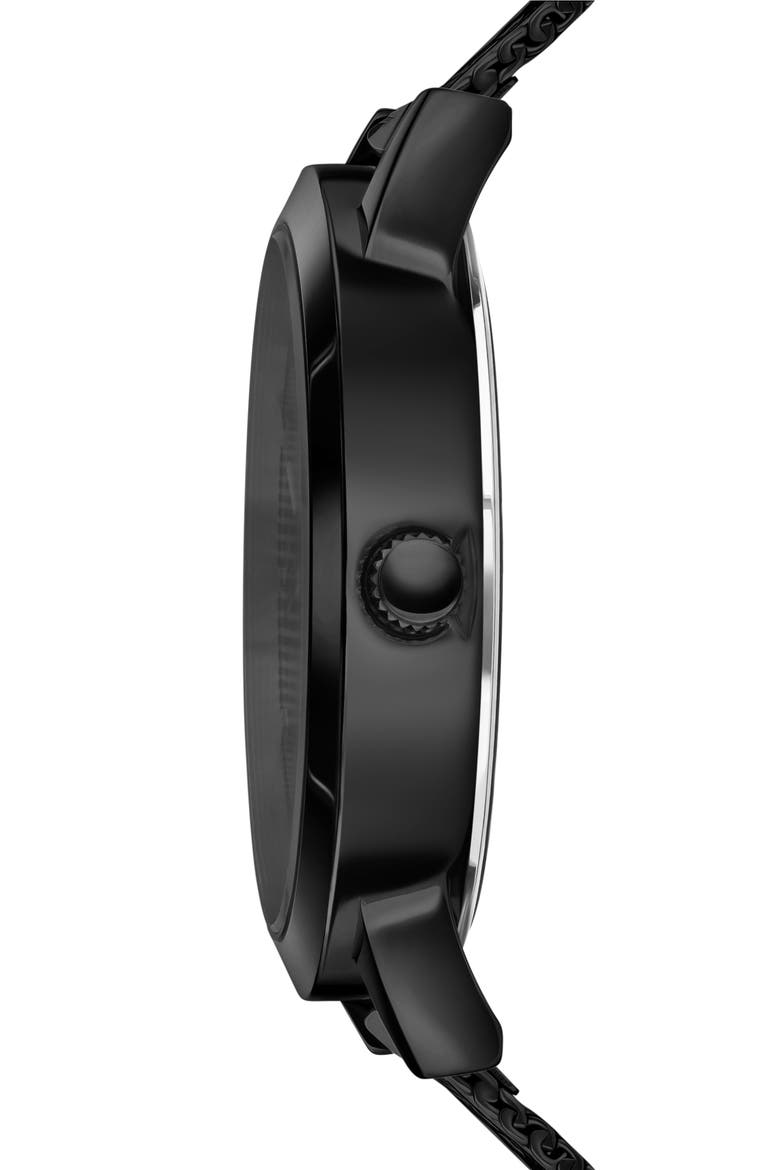 Barbes Domus Mesh Strap Watch, 40mm, Alternate, color, IP BLACK