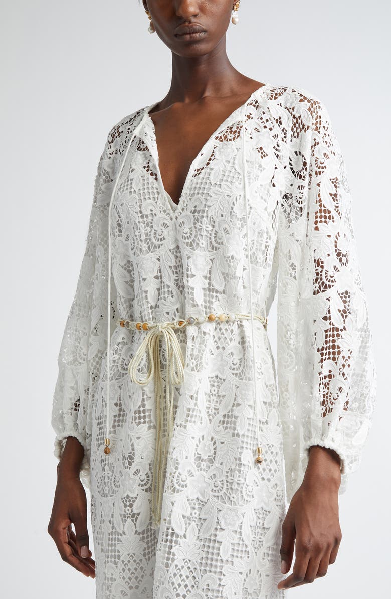 Zimmermann Coro Long Sleeve Guipure Lace Dress, Alternate, color, Ivory