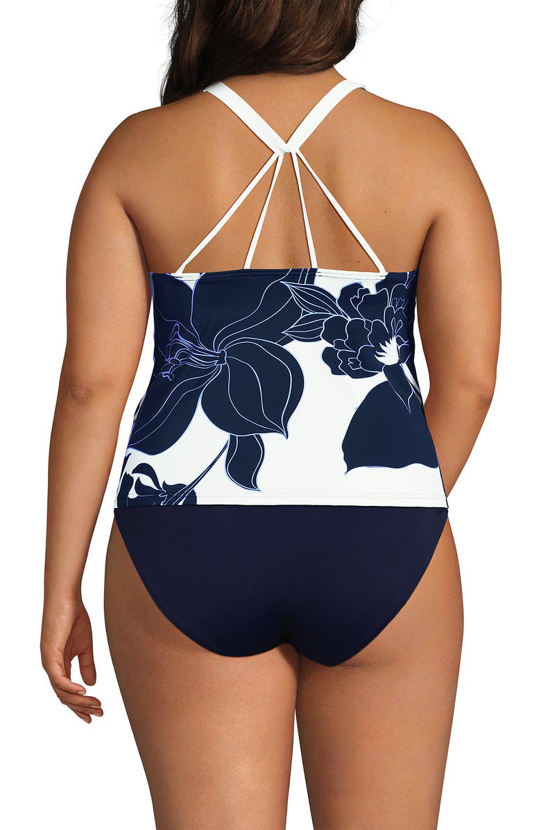 Lands' End Plus Size DD-Cup Tugless High Neck Strappy Back Tankini Swimsuit Top, Alternate, color,