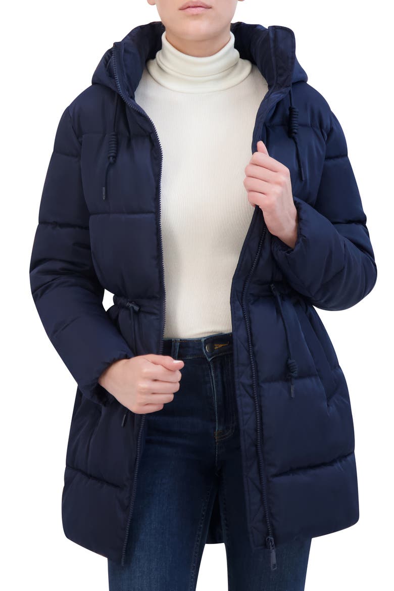 Water Repellent Quilted Coat, Main, color, NAVY