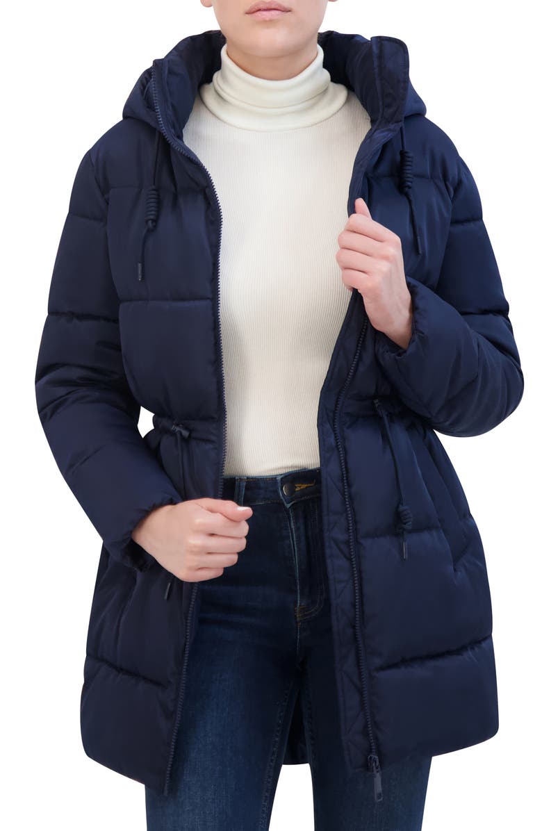 Rebecca Minkoff Water Repellent Quilted Coat, Main, color, Navy