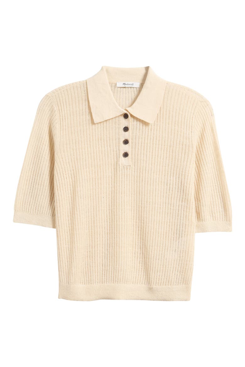 Short Sleeve Polo Sweater, Alternate, color, BEACH SAND