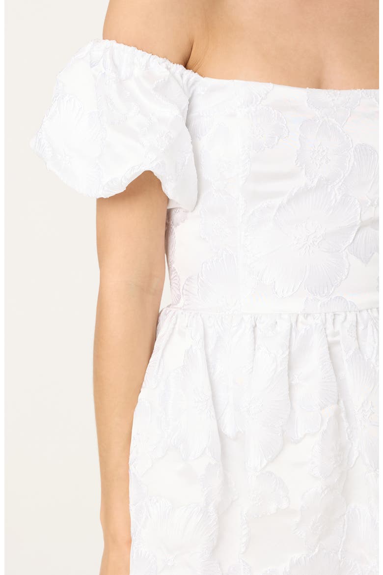 Floral Jacquard Off the Shoulder Minidress, Alternate, color, WHITE