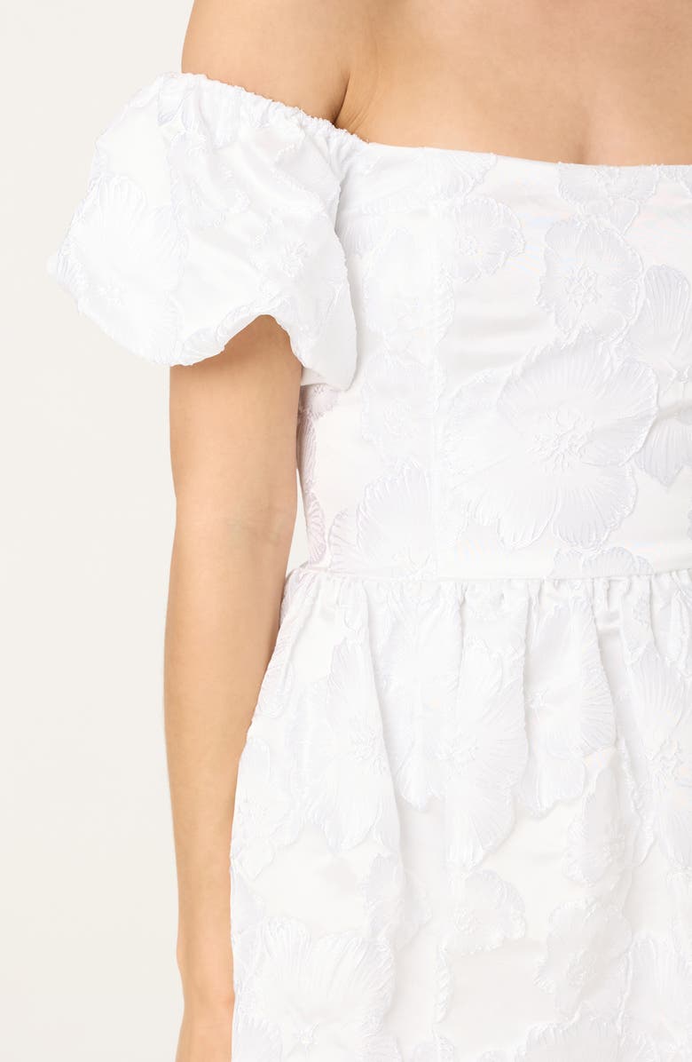 ASTR the Label Floral Jacquard Off the Shoulder Minidress, Alternate, color, White
