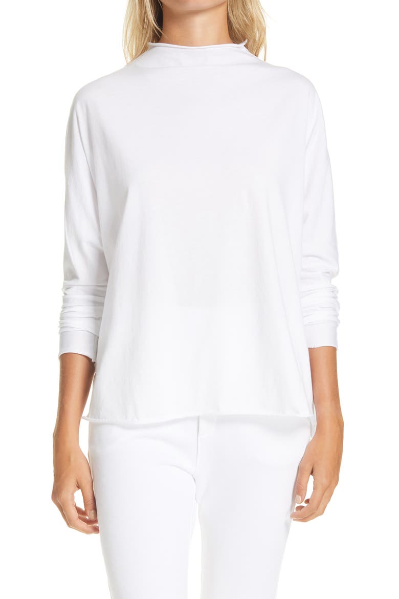 Funnel Neck T-Shirt, Main, color, WHITE