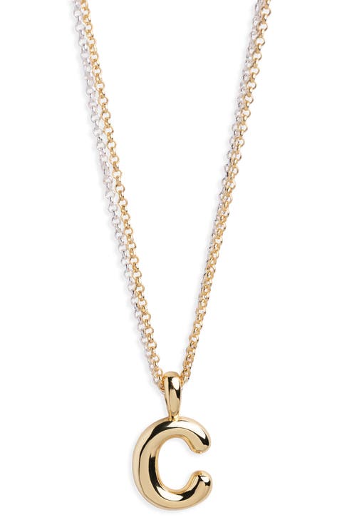 Puffy C Initial Pendant Necklace