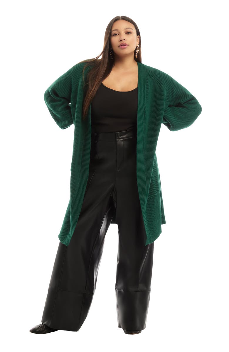 June + Vie Open-Front Cardigan, Alternate, color, Rain Forest