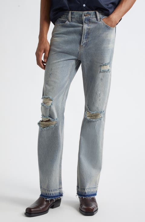 Ripped Release Hem Flare Jeans