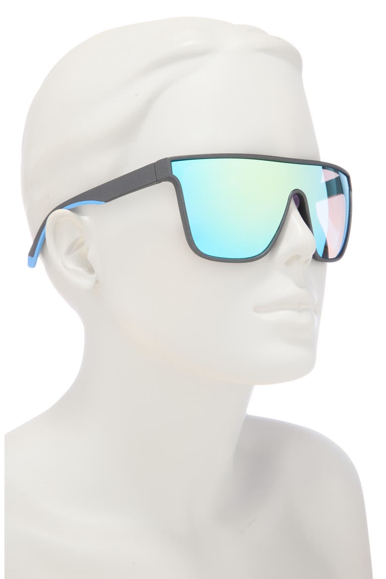 140mm Mirrored Flat Top Sunglasses, Alternate, color, BLACK BLUE
