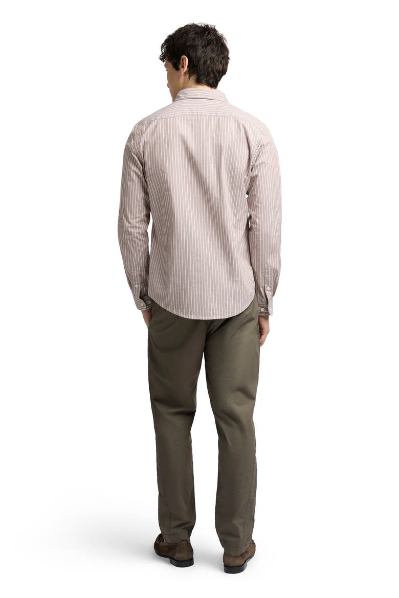 Poplin Button Down Long Sleeve Shirt, Alternate, color, Latte/White