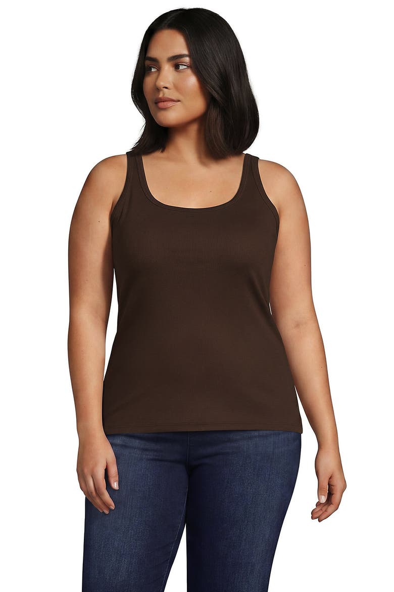 Plus Size Micro Rib Go-To Layering Tank, Main, color, Rich Coffee
