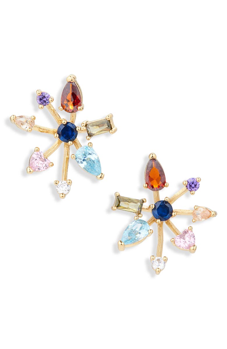 Kate Spade New York cubic zirconia stud earrings, Alternate, color, Multi Gold