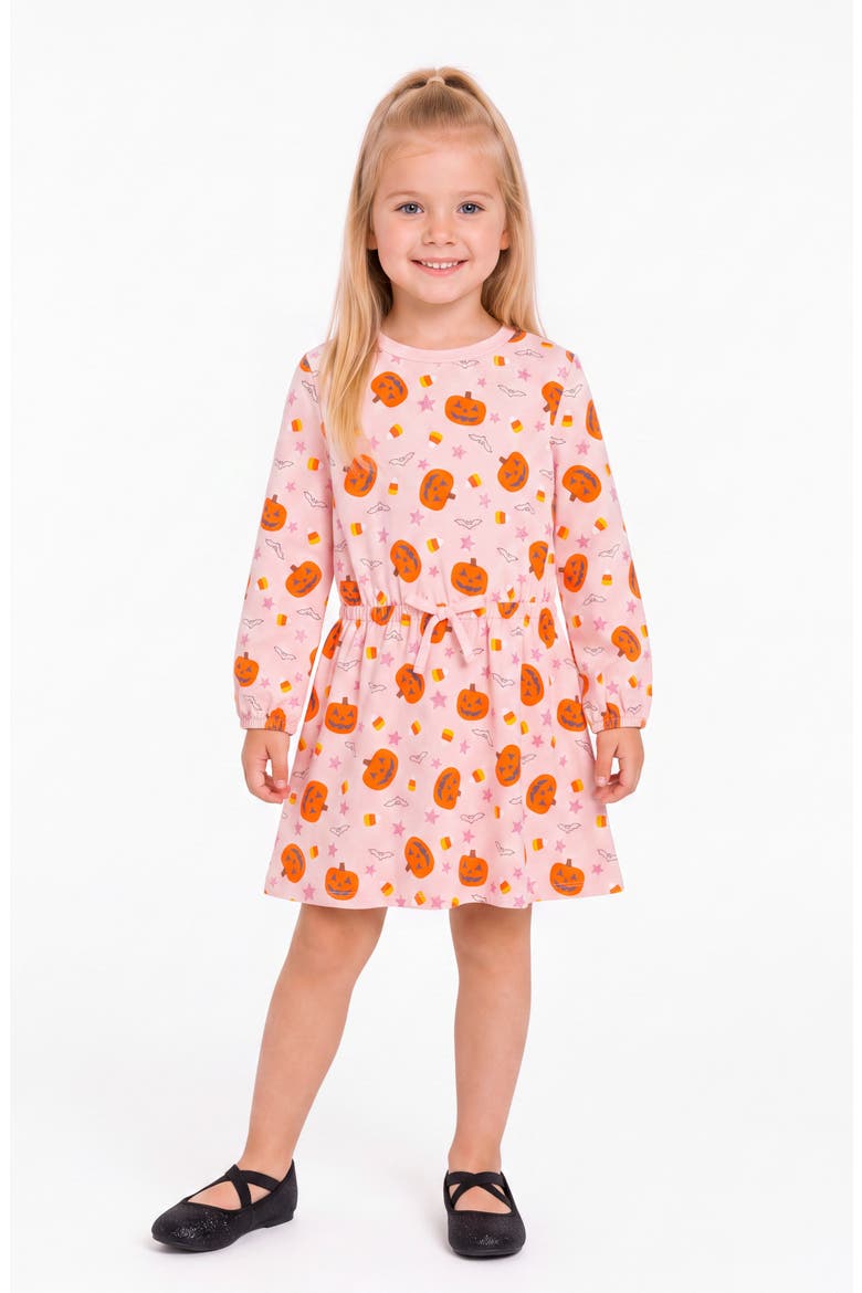 Kids' Long Sleeve Dress, Alternate, color, PINK PUMPKIN