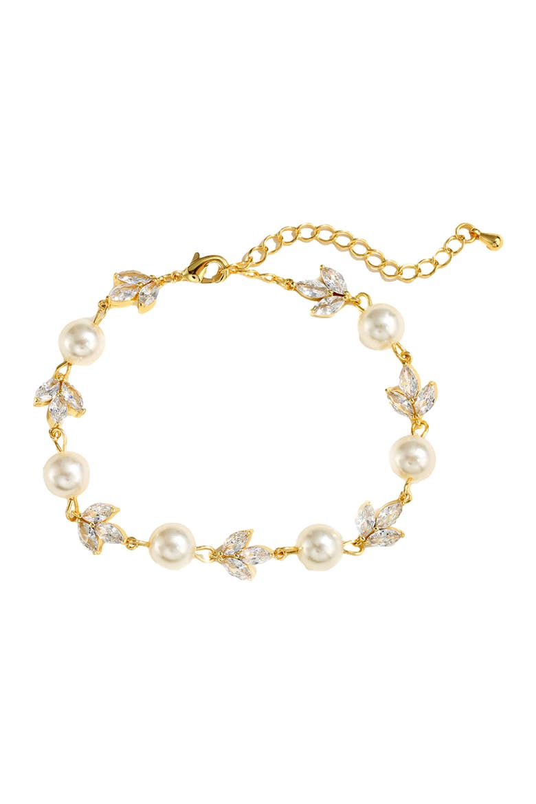 Forever Pearl and Crystal Bracelet, Main, color, Gold