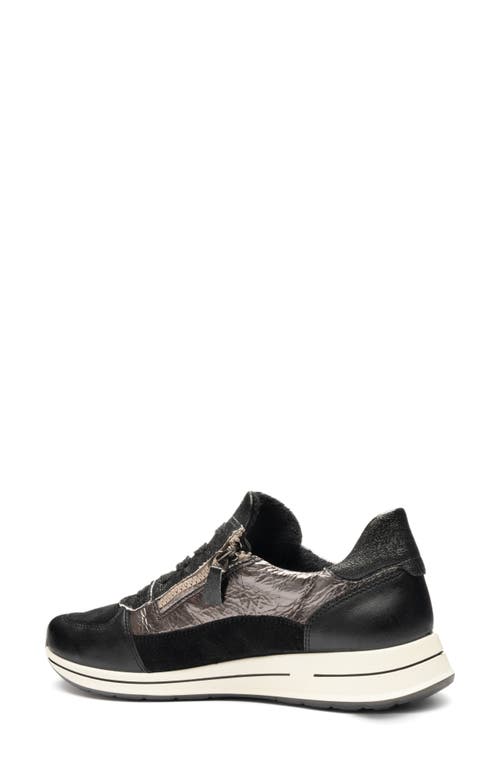 Ara Obsidian Leather Sneaker In Black/steel