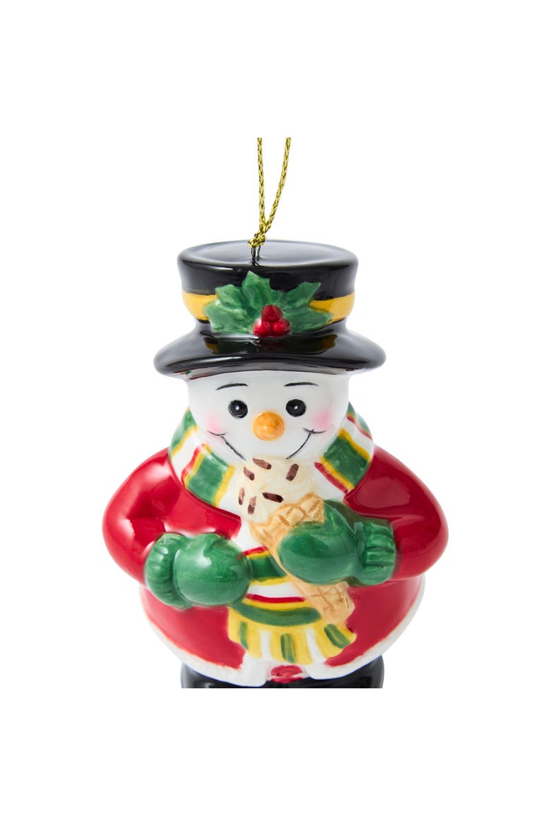 Christmas Tree Snowman Eating Ice Cream Ornament, Alternate, color, Multi