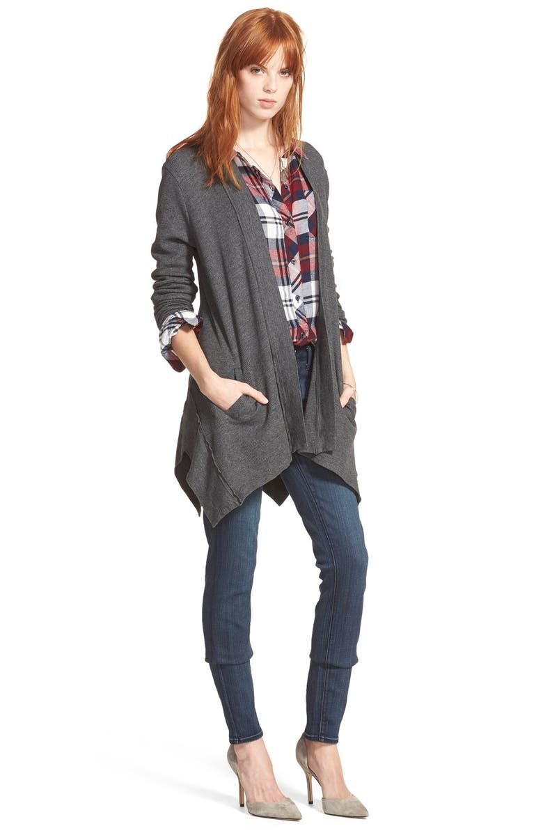 Splendid Waffle Knit Open Front Cardigan, Alternate, color, 