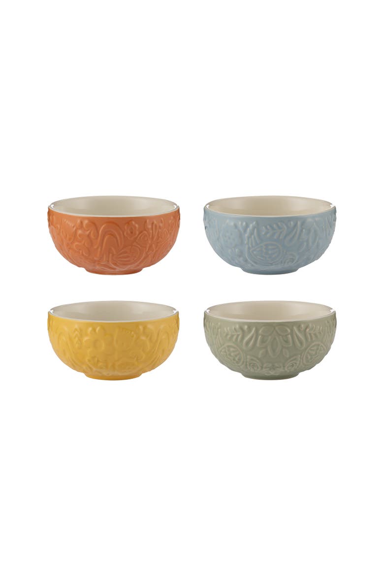 Home to Roost Mini Bowl Set, 4 Ceramic Prep Bowls with Hen and Cockerel Designs, Main, color, Multicolored