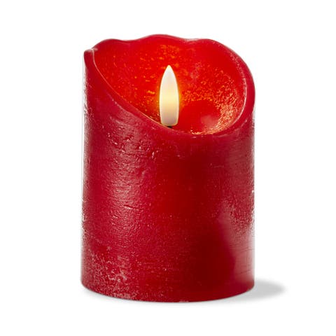 Weathered Red Flameless LED Pillar Candle for Home Decor