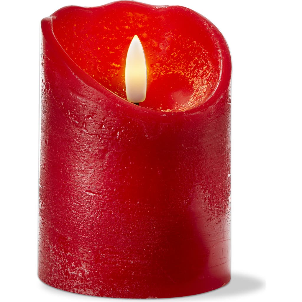 Tag Weathered Red Flameless Led Pillar Candle For Home Decor In Red